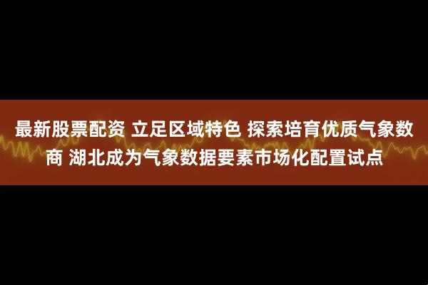 最新股票配资 立足区域特色 探索培育优质气象数商 湖北成为气象数据要素市场化配置试点